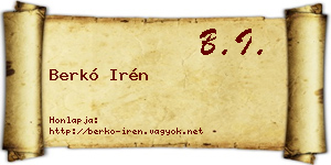 Berkó Irén névjegykártya